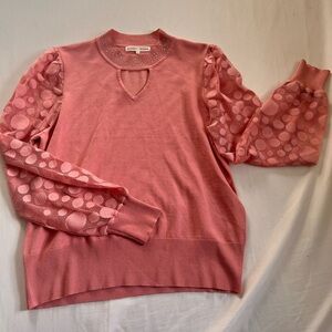 Madison + Hudson Pink Sweater with Patterned Sleeves
